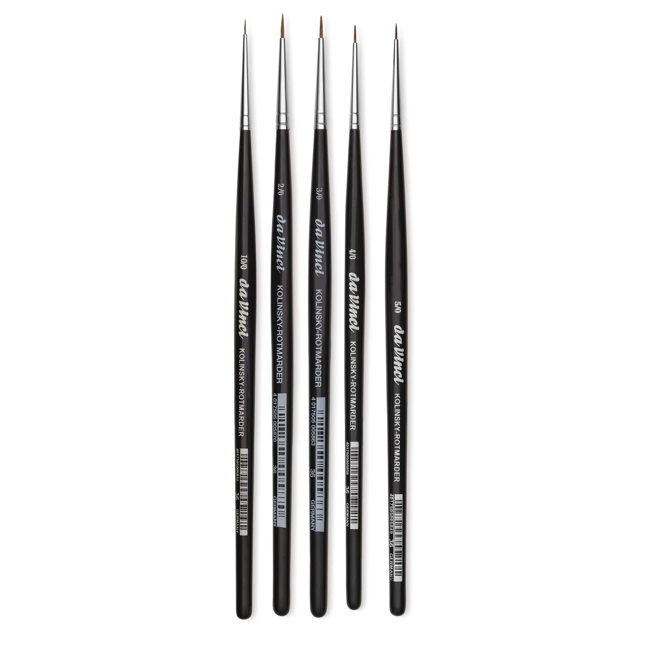 Da Vinci Ussuri Red Sable Watercolor Brushes - Round, Short Handle, Set of 5